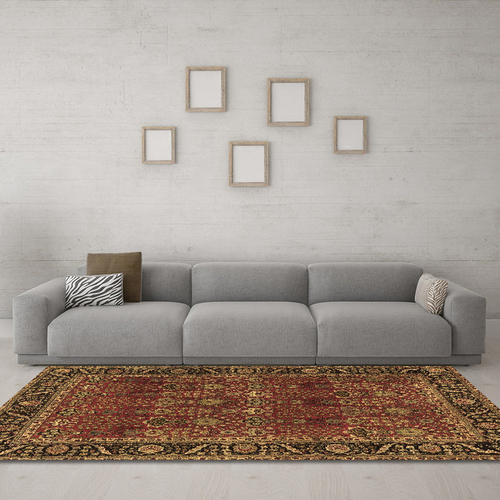 Machine Washable Persian Brown Traditional Rug in a Living Room,, wshtr2261brn