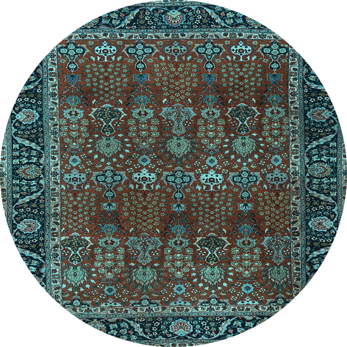 Round Machine Washable Persian Light Blue Traditional Rug, wshtr2261lblu
