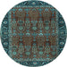 Round Machine Washable Persian Light Blue Traditional Rug, wshtr2261lblu