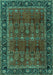 Machine Washable Persian Turquoise Traditional Area Rugs, wshtr2261turq