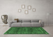 Machine Washable Persian Emerald Green Traditional Area Rugs in a Living Room,, wshtr2261emgrn