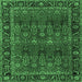 Square Machine Washable Persian Emerald Green Traditional Area Rugs, wshtr2261emgrn