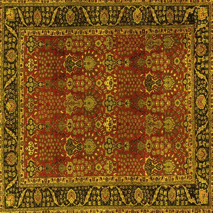 Square Machine Washable Persian Yellow Traditional Rug, wshtr2261yw