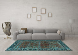 Machine Washable Persian Light Blue Traditional Rug in a Living Room, wshtr2261lblu