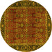 Round Machine Washable Persian Yellow Traditional Rug, wshtr2261yw