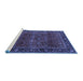 Sideview of Machine Washable Persian Blue Traditional Rug, wshtr2261blu