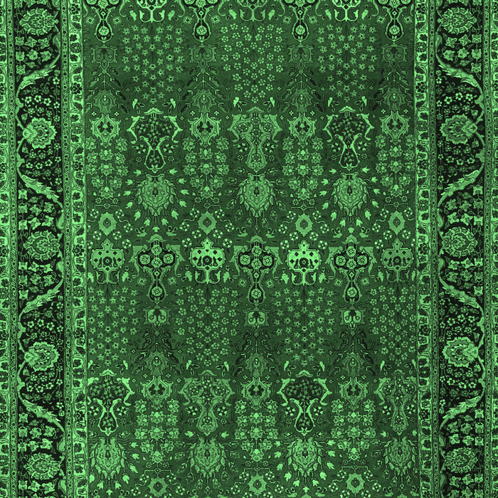 Machine Washable Persian Emerald Green Traditional Area Rugs, wshtr2261emgrn