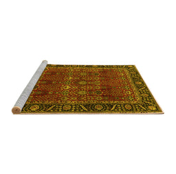 Sideview of Machine Washable Persian Yellow Traditional Rug, wshtr2261yw