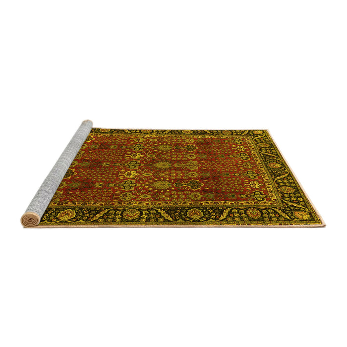 Sideview of Machine Washable Persian Yellow Traditional Rug, wshtr2261yw