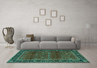 Machine Washable Persian Turquoise Traditional Rug, wshtr2261turq