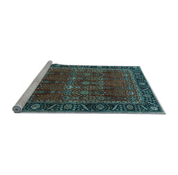 Sideview of Machine Washable Persian Light Blue Traditional Rug, wshtr2261lblu