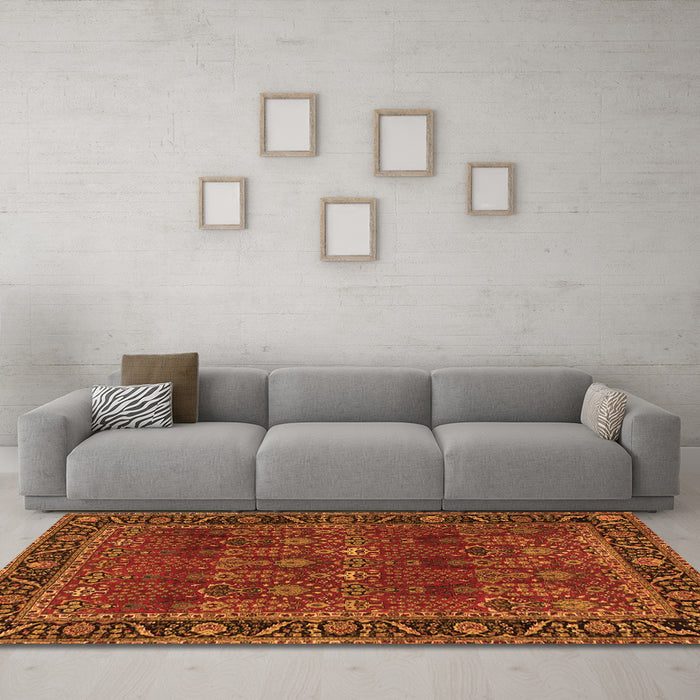 Machine Washable Persian Orange Traditional Area Rugs in a Living Room, wshtr2261org