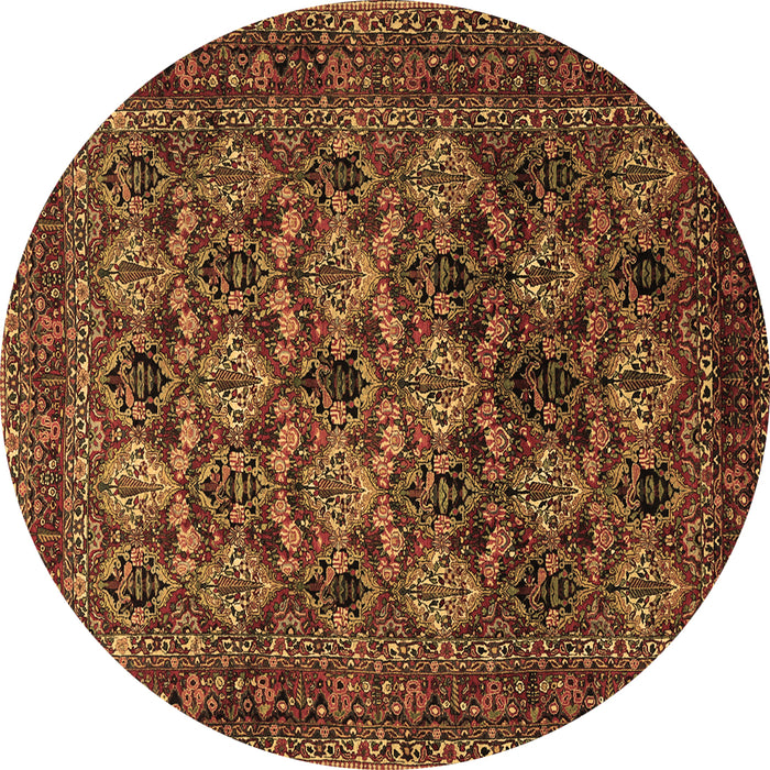 Round Persian Brown Traditional Rug, tr2262brn