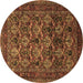 Round Persian Brown Traditional Rug, tr2262brn