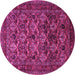 Round Machine Washable Persian Pink Traditional Rug, wshtr2262pnk