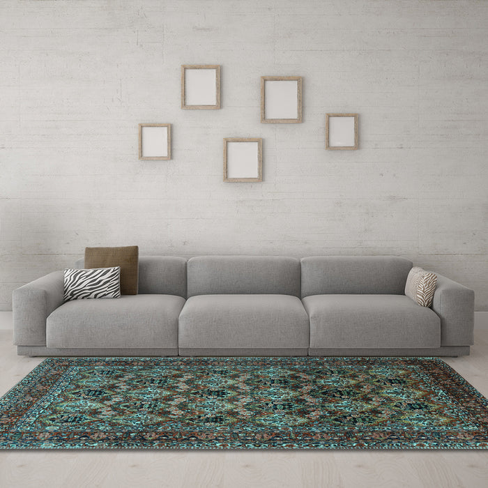 Machine Washable Persian Light Blue Traditional Rug in a Living Room, wshtr2262lblu