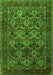 Serging Thickness of Machine Washable Persian Green Traditional Area Rugs, wshtr2262grn