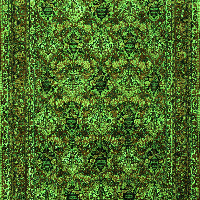Serging Thickness of Machine Washable Persian Green Traditional Area Rugs, wshtr2262grn
