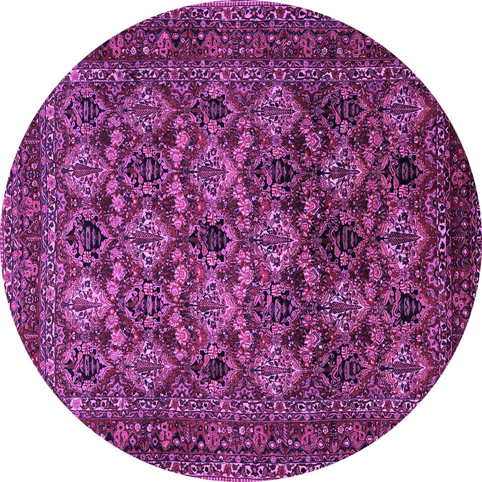 Round Machine Washable Persian Purple Traditional Area Rugs, wshtr2262pur