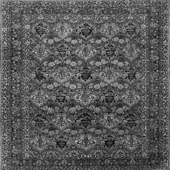 Round Machine Washable Persian Gray Traditional Rug, wshtr2262gry