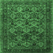 Square Machine Washable Persian Emerald Green Traditional Area Rugs, wshtr2262emgrn