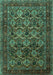 Machine Washable Persian Turquoise Traditional Area Rugs, wshtr2262turq