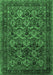 Machine Washable Persian Emerald Green Traditional Area Rugs, wshtr2262emgrn