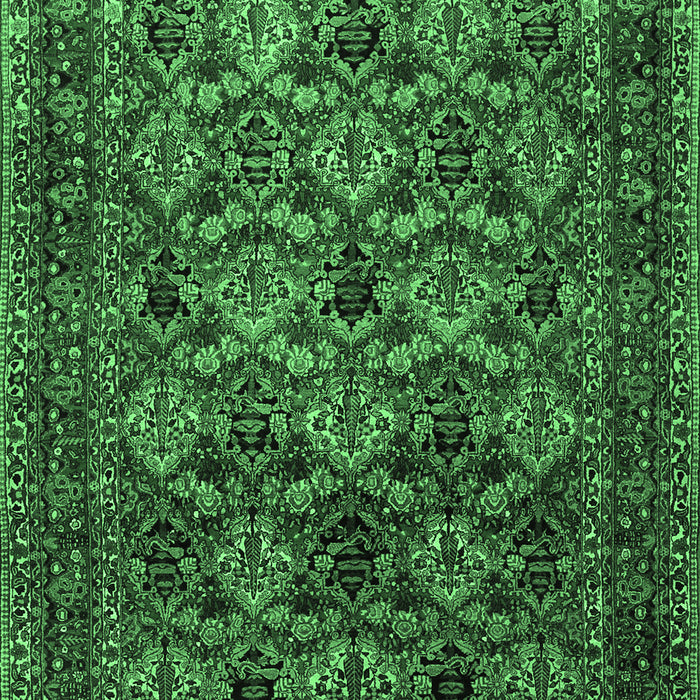 Machine Washable Persian Emerald Green Traditional Area Rugs, wshtr2262emgrn