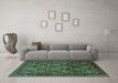 Machine Washable Persian Turquoise Traditional Area Rugs in a Living Room,, wshtr2262turq