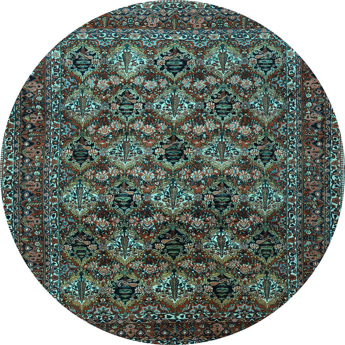 Round Machine Washable Persian Light Blue Traditional Rug, wshtr2262lblu