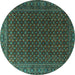 Round Machine Washable Persian Turquoise Traditional Area Rugs, wshtr2263turq