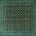 Square Machine Washable Persian Turquoise Traditional Area Rugs, wshtr2263turq