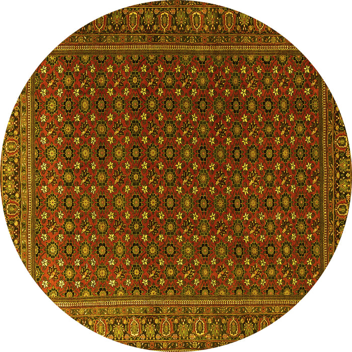 Round Persian Yellow Traditional Rug, tr2263yw