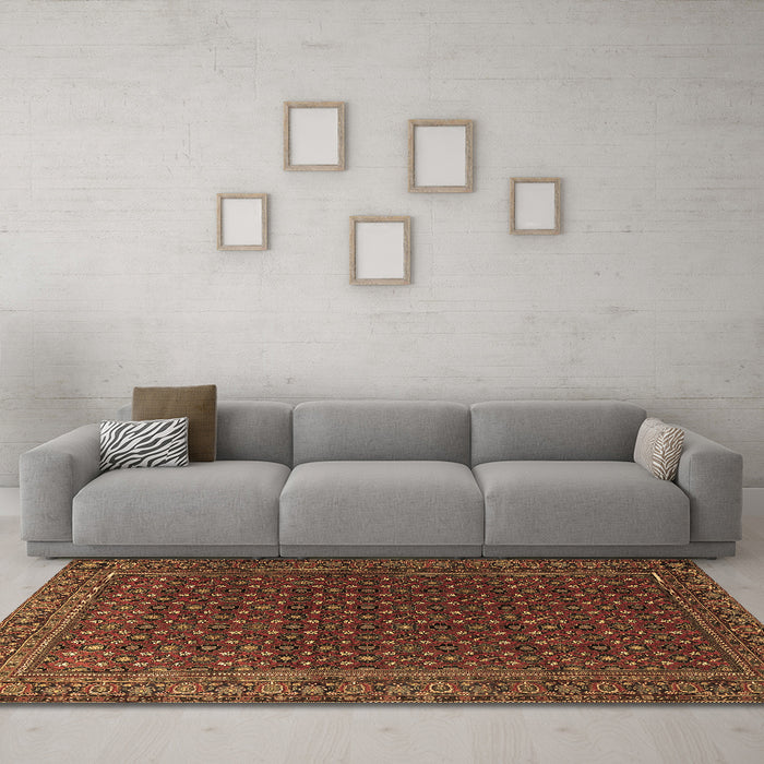 Machine Washable Persian Brown Traditional Rug in a Living Room,, wshtr2263brn