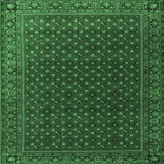 Square Machine Washable Persian Emerald Green Traditional Area Rugs, wshtr2263emgrn