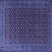 Square Machine Washable Persian Blue Traditional Rug, wshtr2263blu