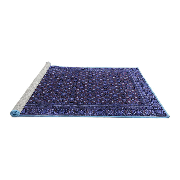 Sideview of Machine Washable Persian Blue Traditional Rug, wshtr2263blu