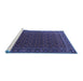 Sideview of Machine Washable Persian Blue Traditional Rug, wshtr2263blu