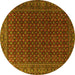 Round Machine Washable Persian Yellow Traditional Rug, wshtr2263yw