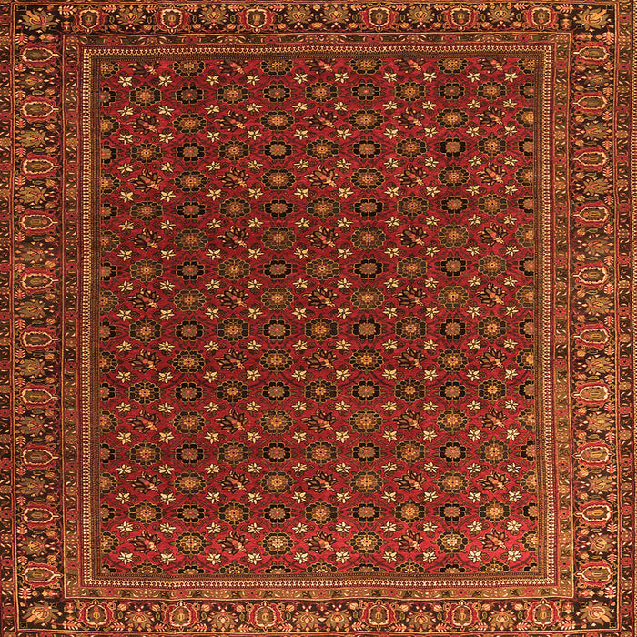 Round Machine Washable Persian Orange Traditional Area Rugs, wshtr2263org