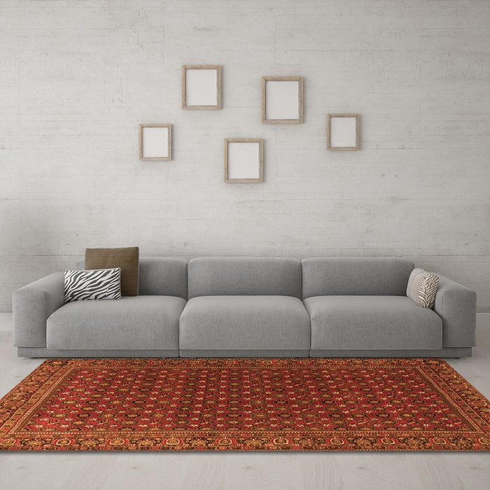 Machine Washable Persian Orange Traditional Area Rugs in a Living Room, wshtr2263org