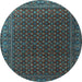 Round Machine Washable Persian Light Blue Traditional Rug, wshtr2263lblu