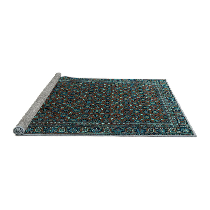Sideview of Machine Washable Persian Light Blue Traditional Rug, wshtr2263lblu