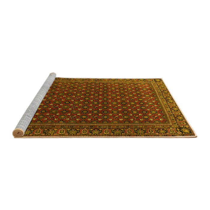 Sideview of Machine Washable Persian Yellow Traditional Rug, wshtr2263yw