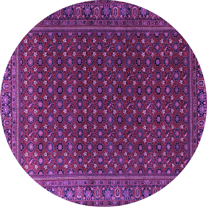 Round Machine Washable Persian Purple Traditional Area Rugs, wshtr2263pur