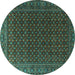 Round Persian Turquoise Traditional Rug, tr2263turq