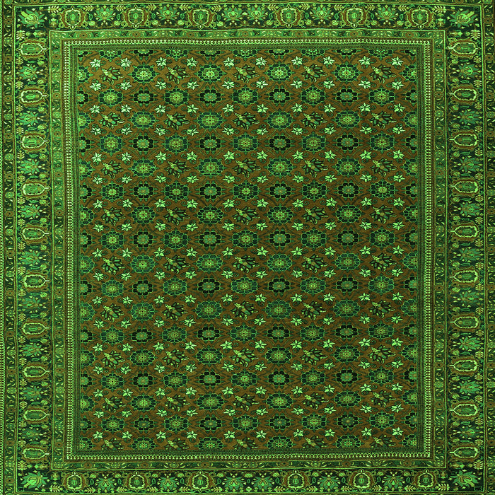 Round Machine Washable Persian Green Traditional Area Rugs, wshtr2263grn