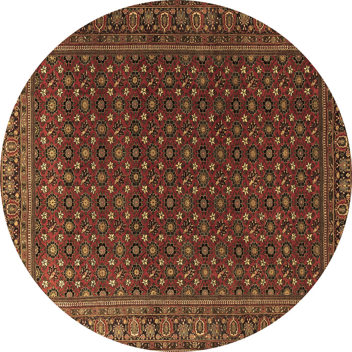 Round Machine Washable Persian Brown Traditional Rug, wshtr2263brn