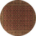 Round Machine Washable Persian Brown Traditional Rug, wshtr2263brn