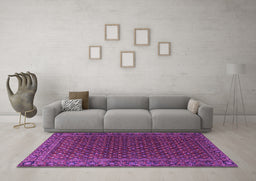 Machine Washable Persian Purple Traditional Area Rugs in a Living Room, wshtr2263pur